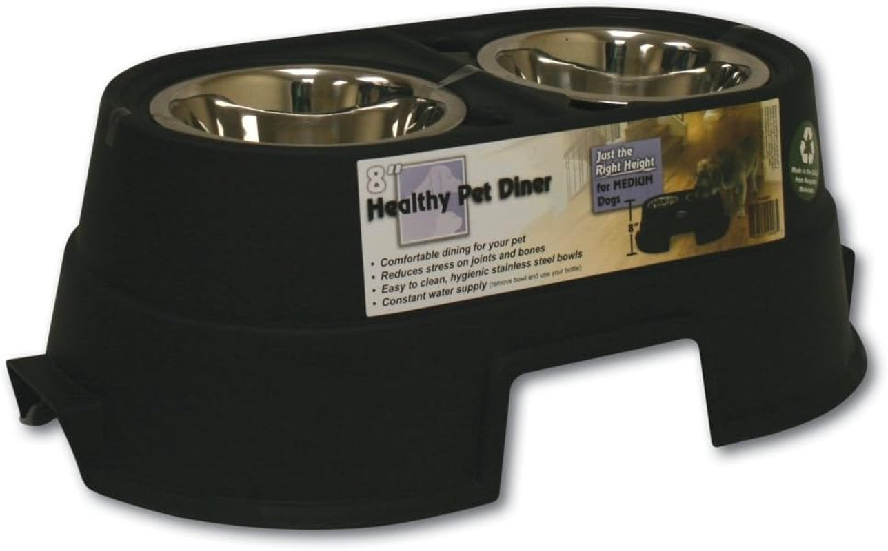 Ourpets Comfort Diner Elevated Dog Food Dish (Raised Dog Bowls Available in 4", 8" and 12" Inches for Large Dogs; Medium and Small Dogs); 8-Inch