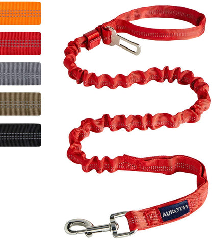 Dog Leash Large Dogs, Heavy Duty Dog Leash Bungee, No Pull Dog Leash for Belt Shock Absorption, Red Dog Training Leashes for Medium Large Breed Dogs 6FT/4.5FT, 2 Padded Handles