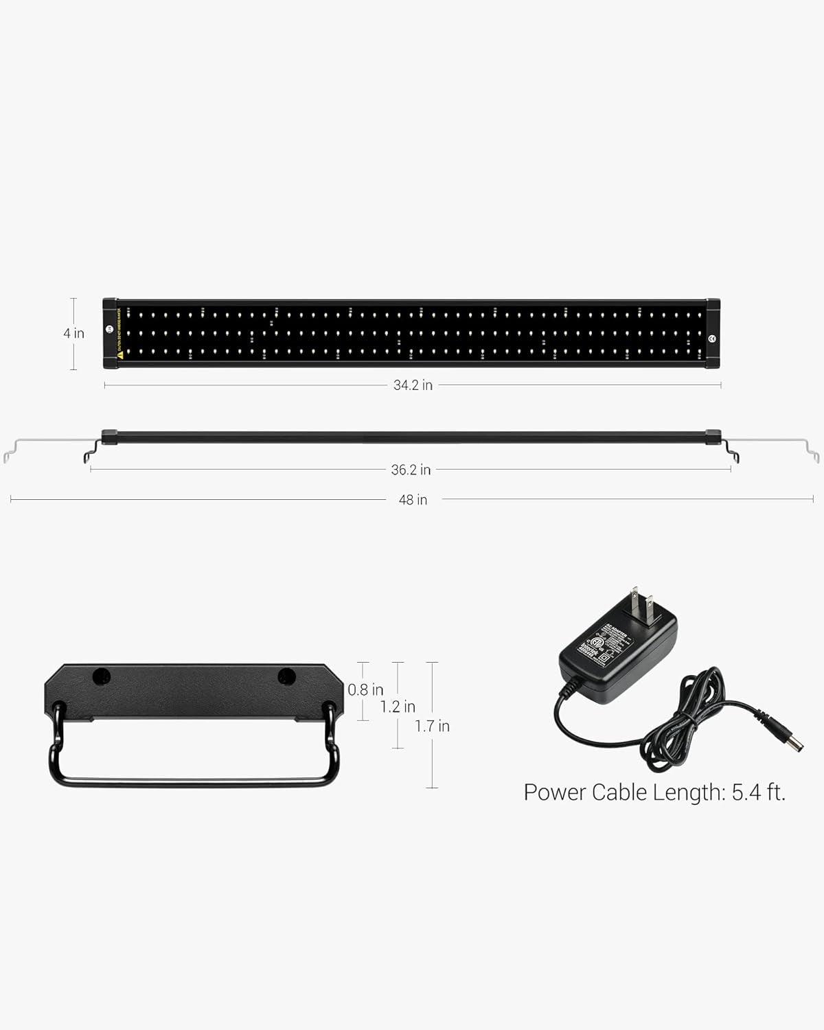 Classicled Aquarium Light, Fish Tank Light with Extendable Brackets, White and Blue Leds, Size 36 to 48 Inches, 25 Watts